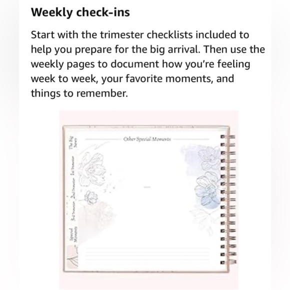 Pregnancy Journal & Memory Book Great First Time Mom Gift Keepsake Rose Gold NIP - Picture 12 of 16